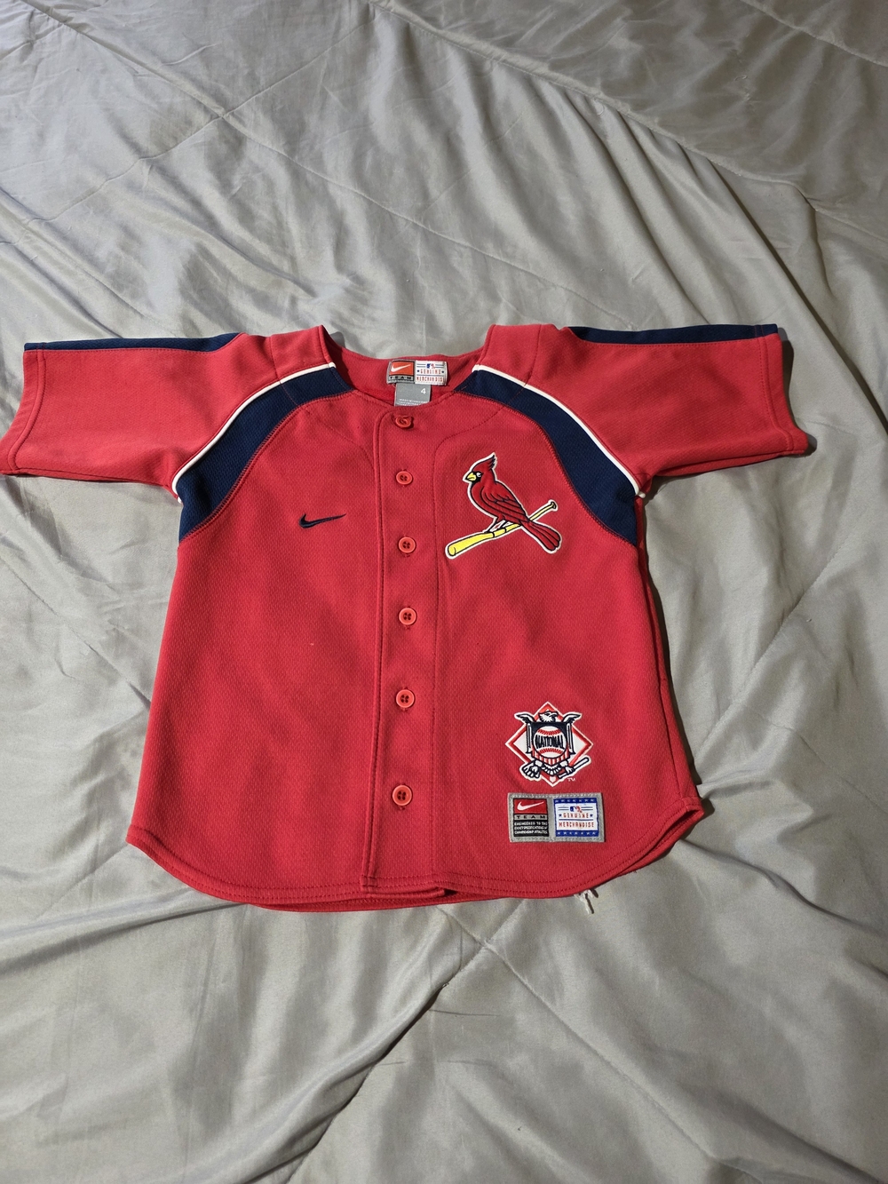 Nike Kids Red & Navy St. Louis Cardinals Baseball Jersey Size 4